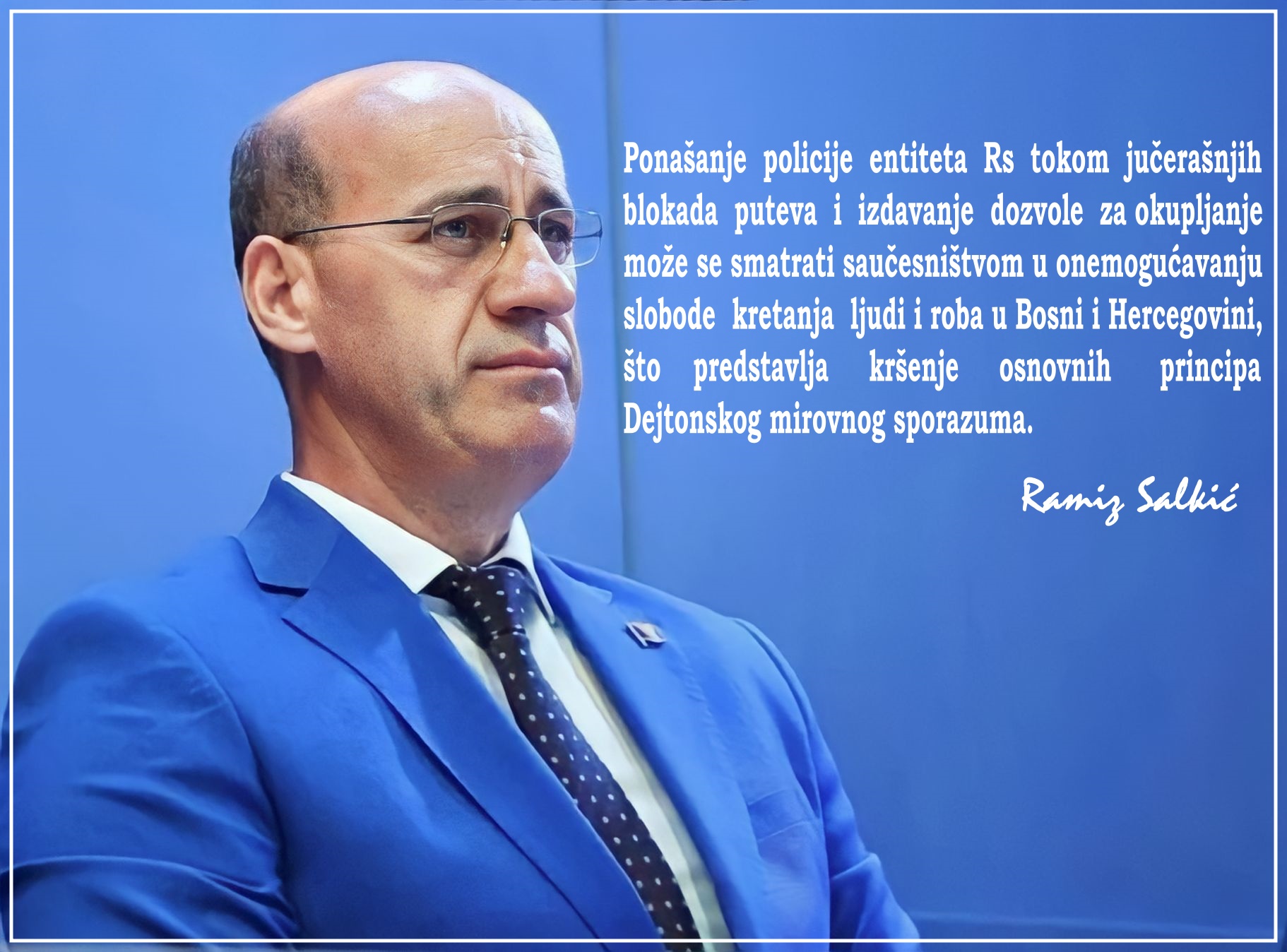 Salkić: Visoki predstavnik treba da poduzme ozbiljne korake na redefinisanju policijskih struktura u bh. entitetu Rs
